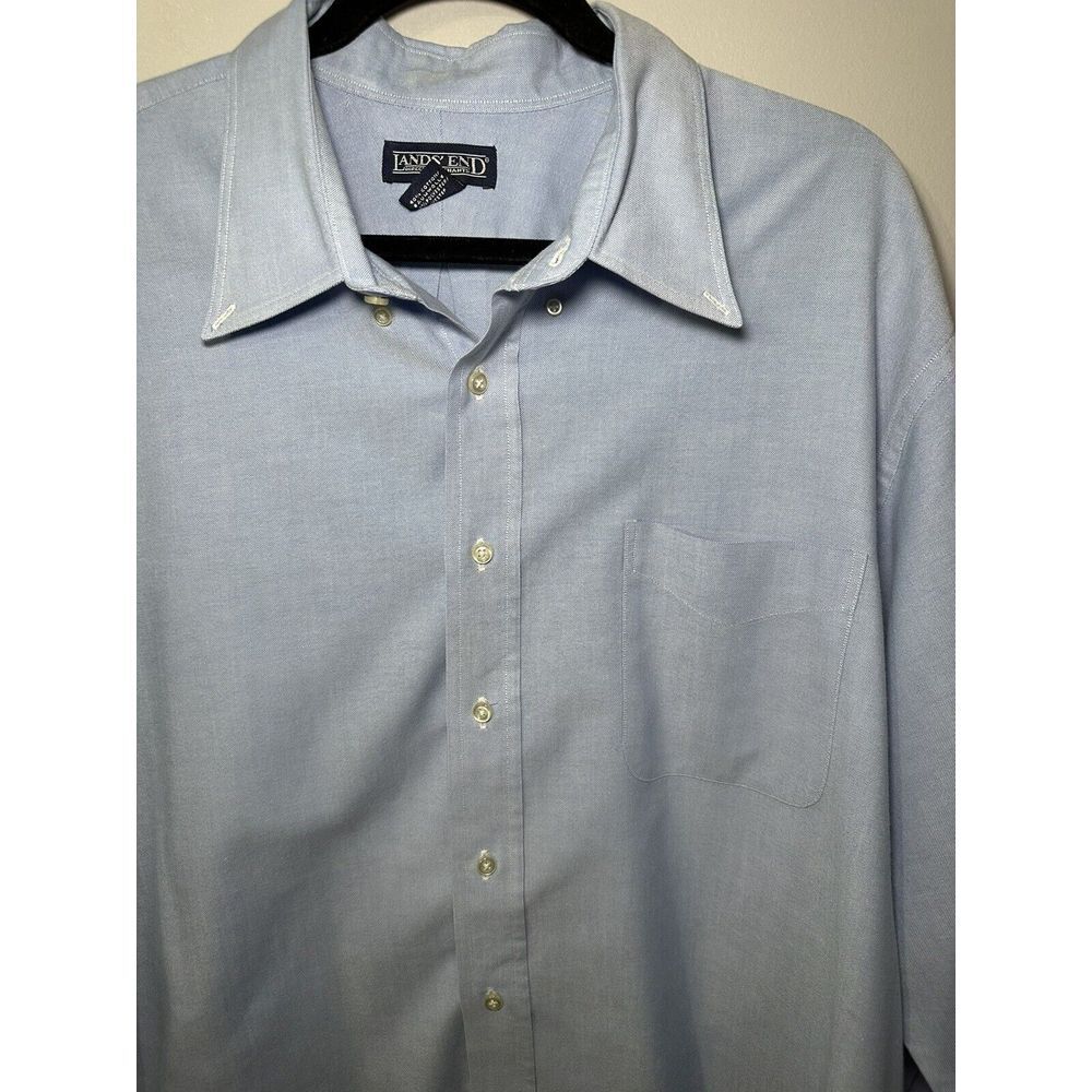 Land's End Men's Long Sleeve Button Down Shirt Blue Size 18 1/2 - 34‎ Regular
